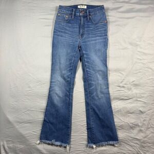 Madewell Cali Demi-Boot High Rise Flare Jeans Medium Wash Frayed Hem Women's 23